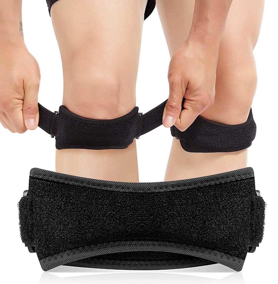 Kniebeschermers voor meniscus en band, verstelbaar, van neopreen, antislip, uniseks, crossfit, zwart, 2 stuks