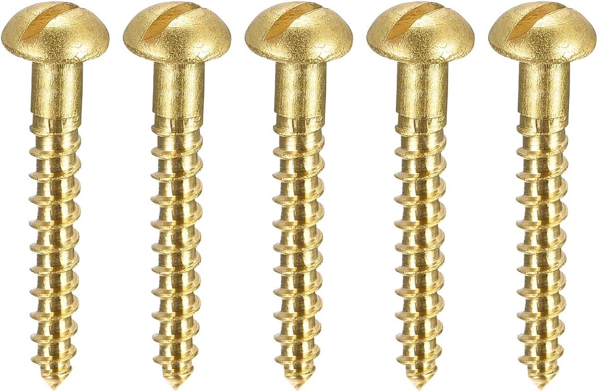 Houtschroeven M2 x 16 mm sleuf ronde kop messing plaatschroef