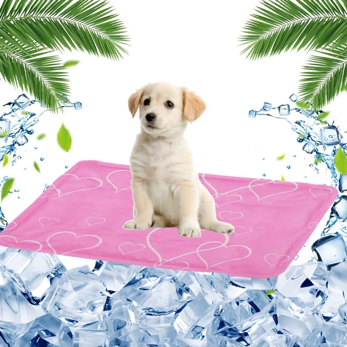 Koelmat voor honden, koelmat voor honden, koelmat, 40 x 50 cm, voor katten, puppy's, koel binnen buiten, krasbestendig, duurzamer (roze)