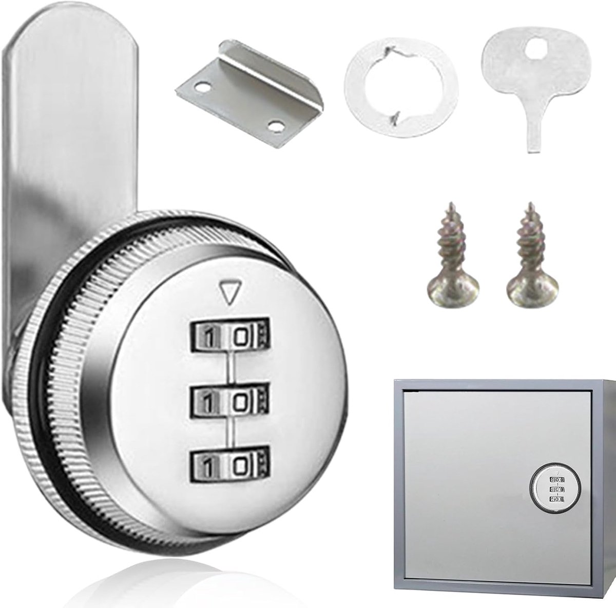 1 set kastcodesloten (zilver-30 mm) 3 digitaal cijferslot, kastslot zonder sleutel, nokken, slot, brievenbusslot voor veiligheidsladedeuren, gereedschapskisten, kluisjes