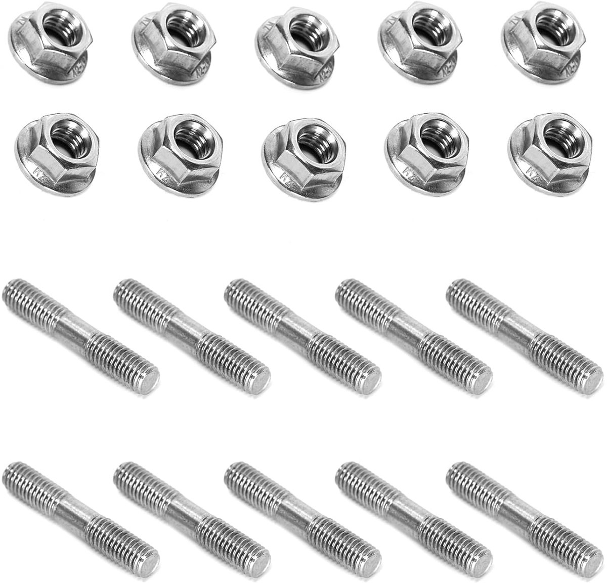 Sets dubbele bouten en moeren M8 x1,25, voor auto uitlaatmanifold kit | 304 roestvrij staal, 42 mm lang