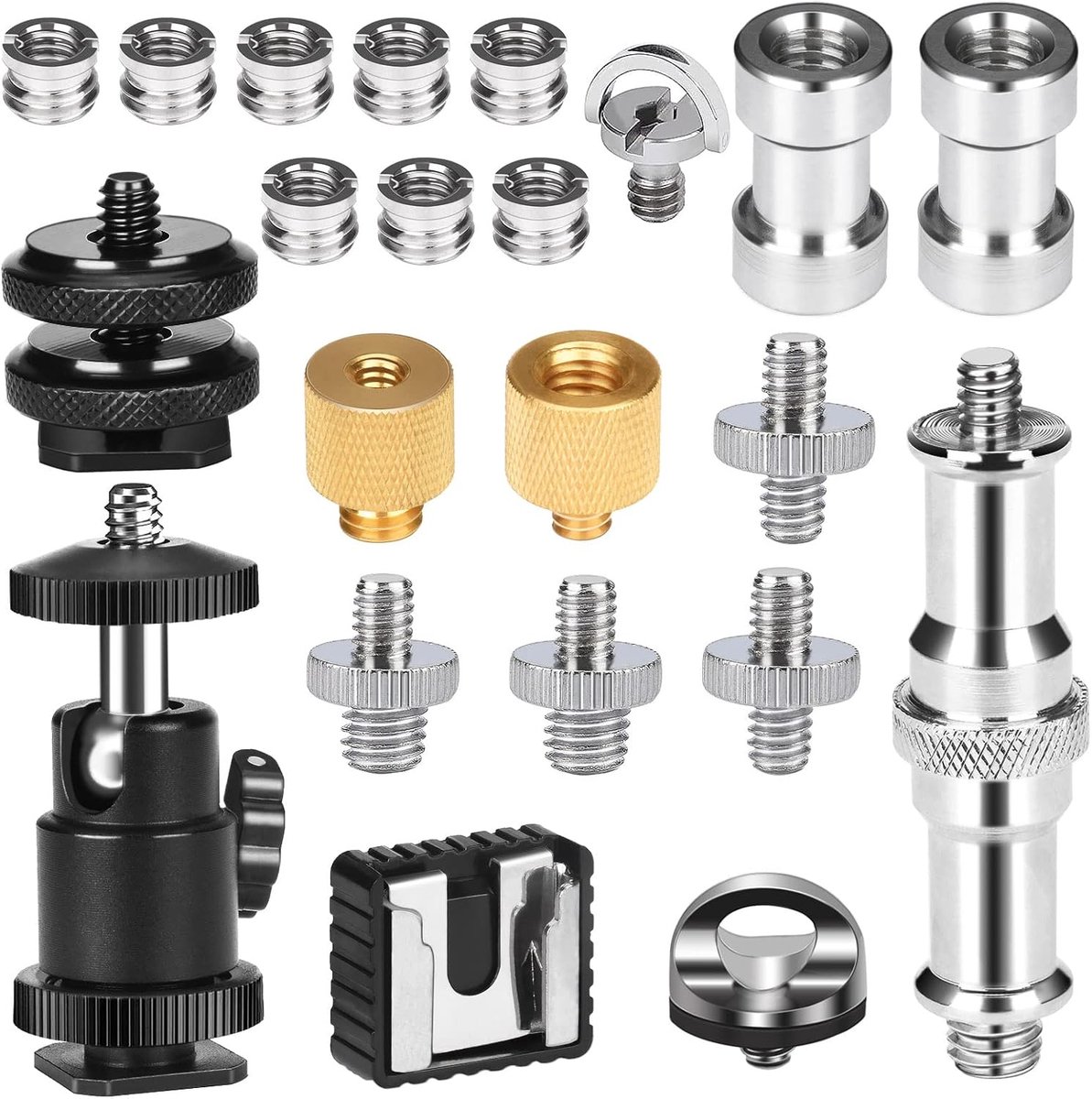 22 stuks camera-schroef schroefdraad 1/4 inch naar 3/8 inch, statiefkop kogelkop, camera statiefdraad adapter cameraschroeven voor cameraschroef, statief, monopod