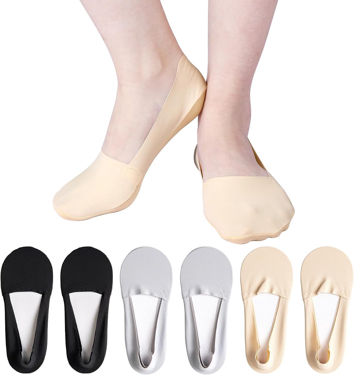 Sokken voor dames, laag uitgesneden liner en snit, willekeurige onzichtbare sokken met antislip siliconen, zachte ademende bootsokken, bootsokken voor loafers, platte