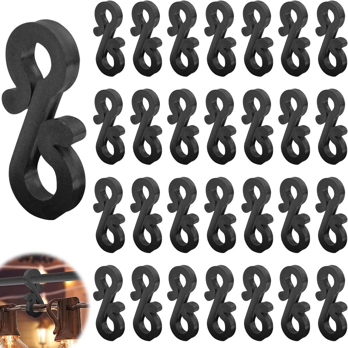 120 stuks dakgoothaken, mini S Clips Hangers Outdoor String Lights Hangende Clips Haken, Draadhouder voor Kerstmis, Verjaardag, Verjaardag Decoratie (zwart)