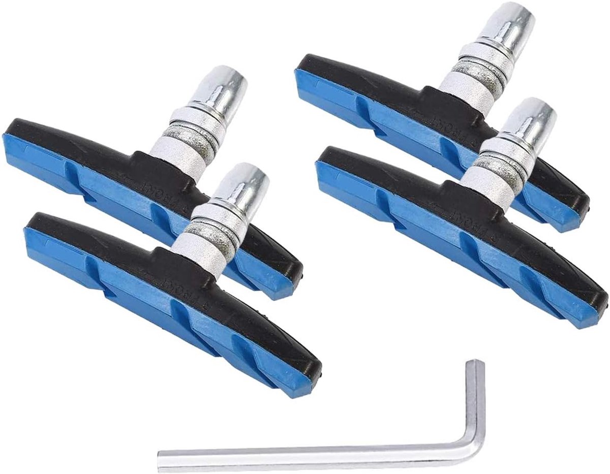 Fiets Remblokken 2 Pairs met Installatie Tool Geen Geluid Lange 70mm Rubber Duurzaam V-Brake Pads voor Mountain Fiets
