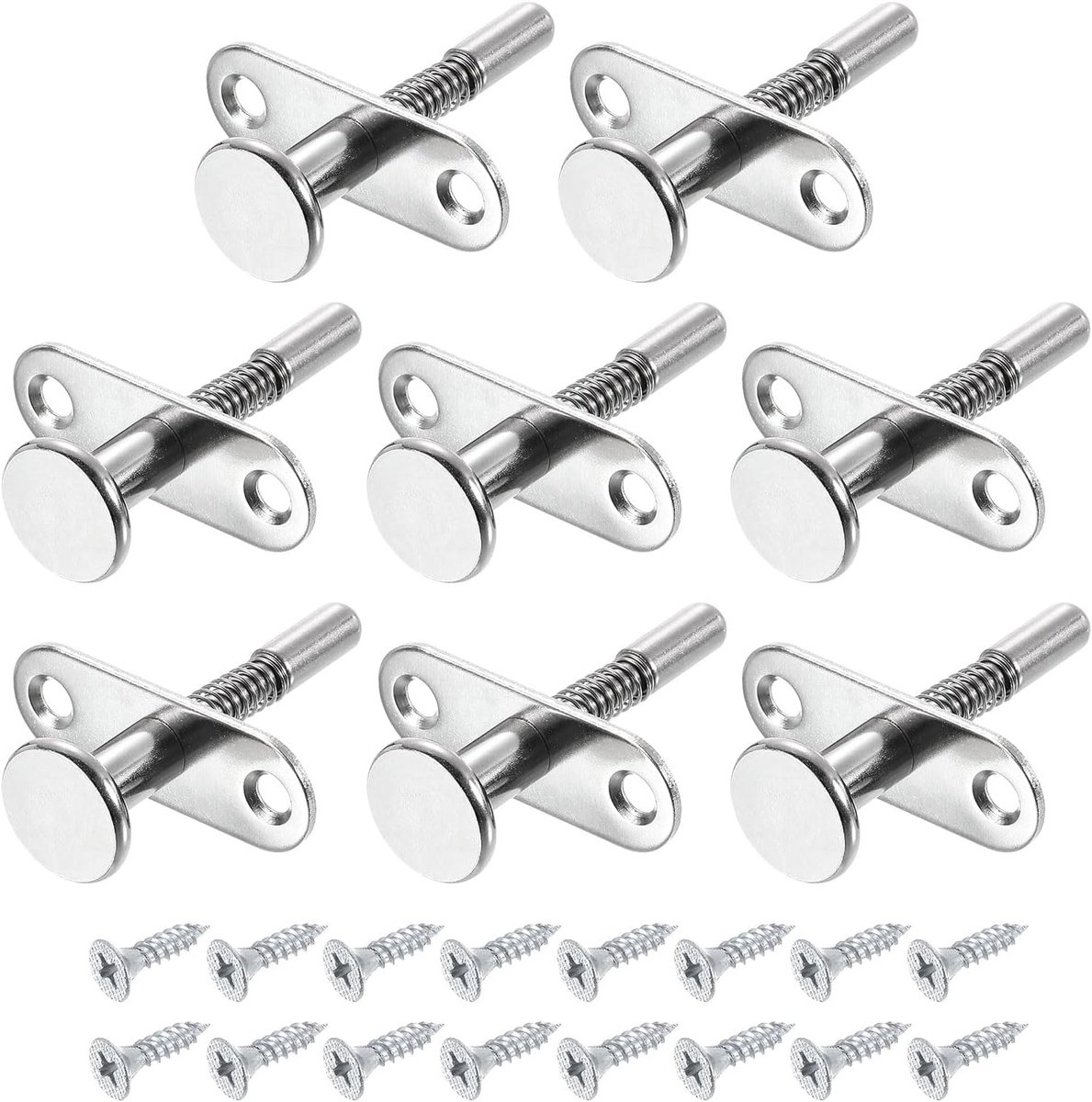 Boutengrendel, 6,5 x 55 mm zuigersluiting, stalen veerbouten voor meubels, kast, bed, deur, 8 stuks