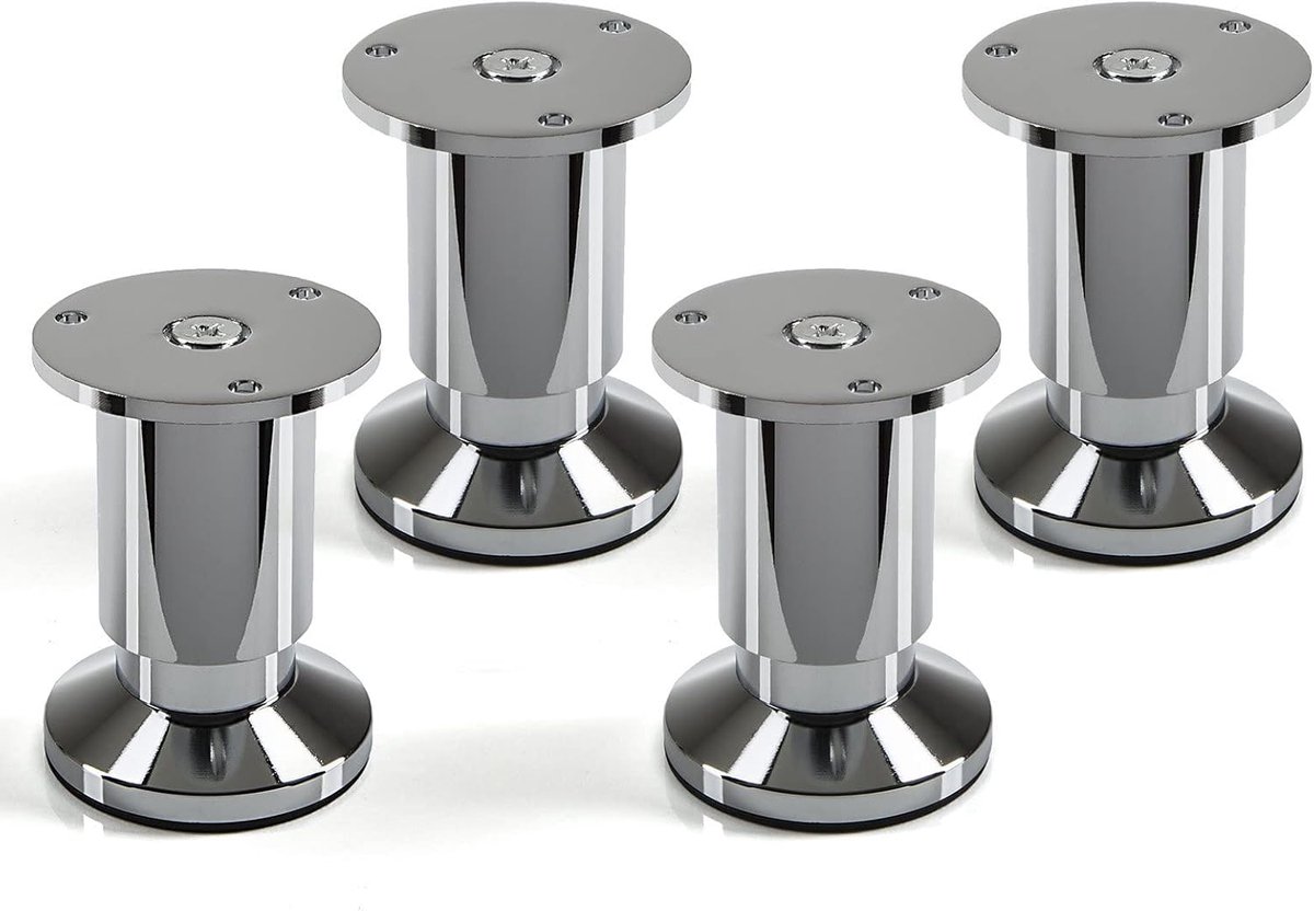 4 stuks SOTECH meubelvoet Alpha, chroom gepolijst, belastbaar tot 250 kg, hoogte: 80 mm verstelbaar
