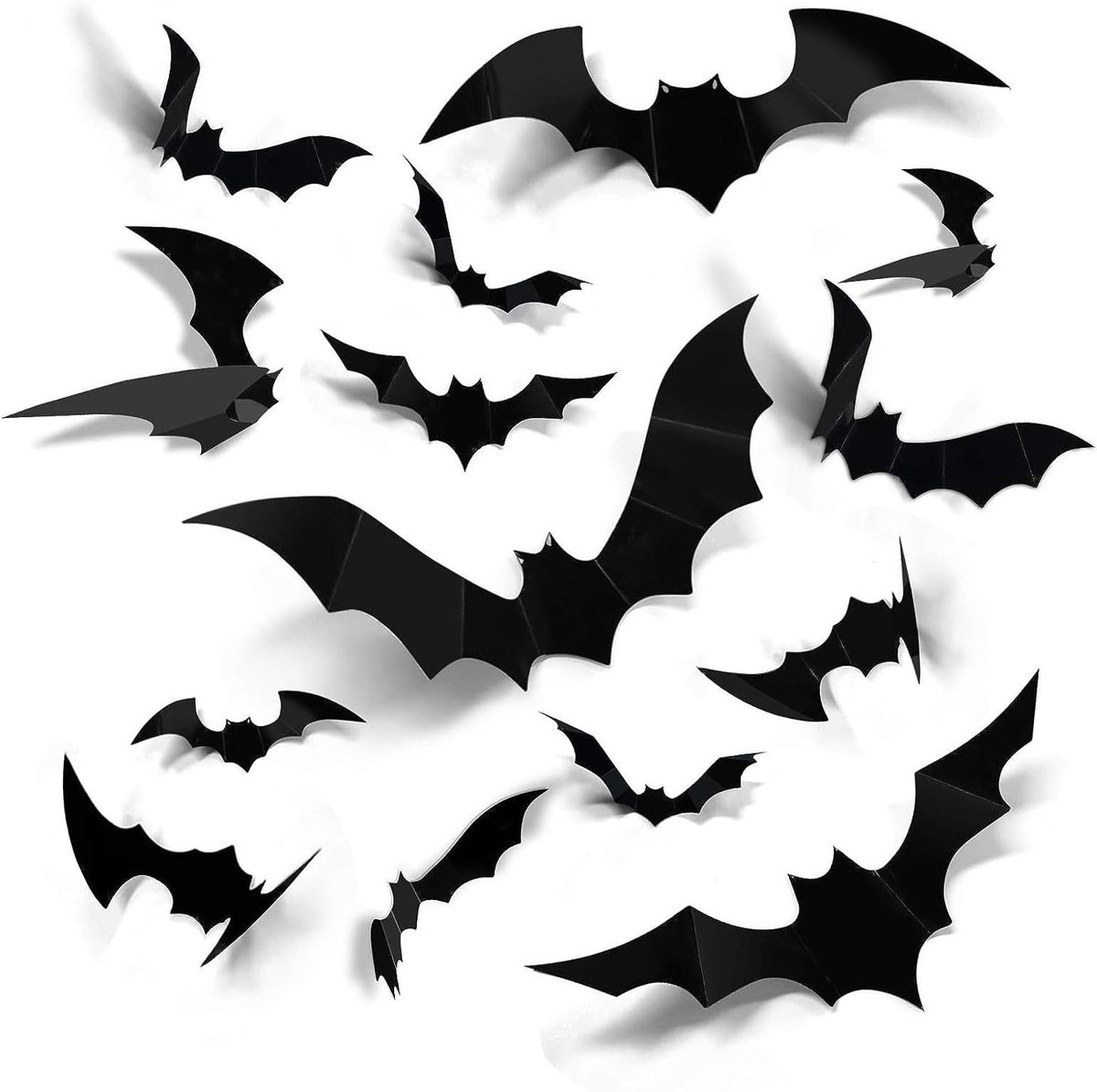 180 stuks Halloween 3D-vleermuisdecoratie, waterdicht pvc, griezelige zwarte vleermuis, doe-het-zelfset voor Halloween-decoratie, tuin, outdoor, feestartikelen
