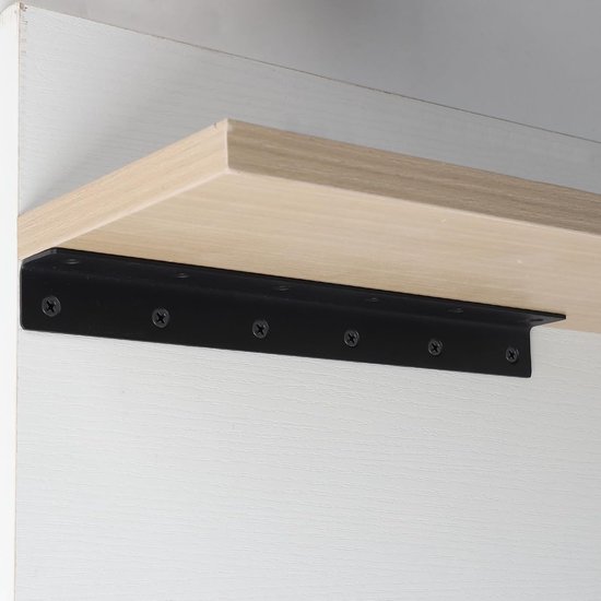hoekverbinders, zwart, 275 x 27 x 27 mm, hoek 90 graden hoekverbinder, roestvrij staal, meubelverbinder, hoek voor planken, meubels, kasten, 8 stuks — afbeelding 5