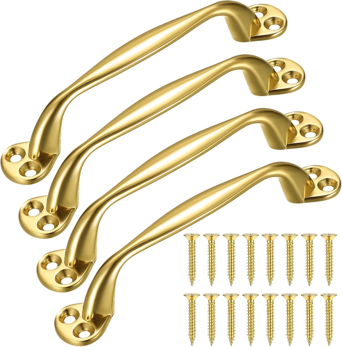 4 stuks deurgrepen, kastgrepen, goudkleurig, keukengrepen, meubelgrepen, knoppen, beugelvormige handgrepen voor keukenkasten, kledingkast, deur, lade, meubels, knoppen, handgrepen, met