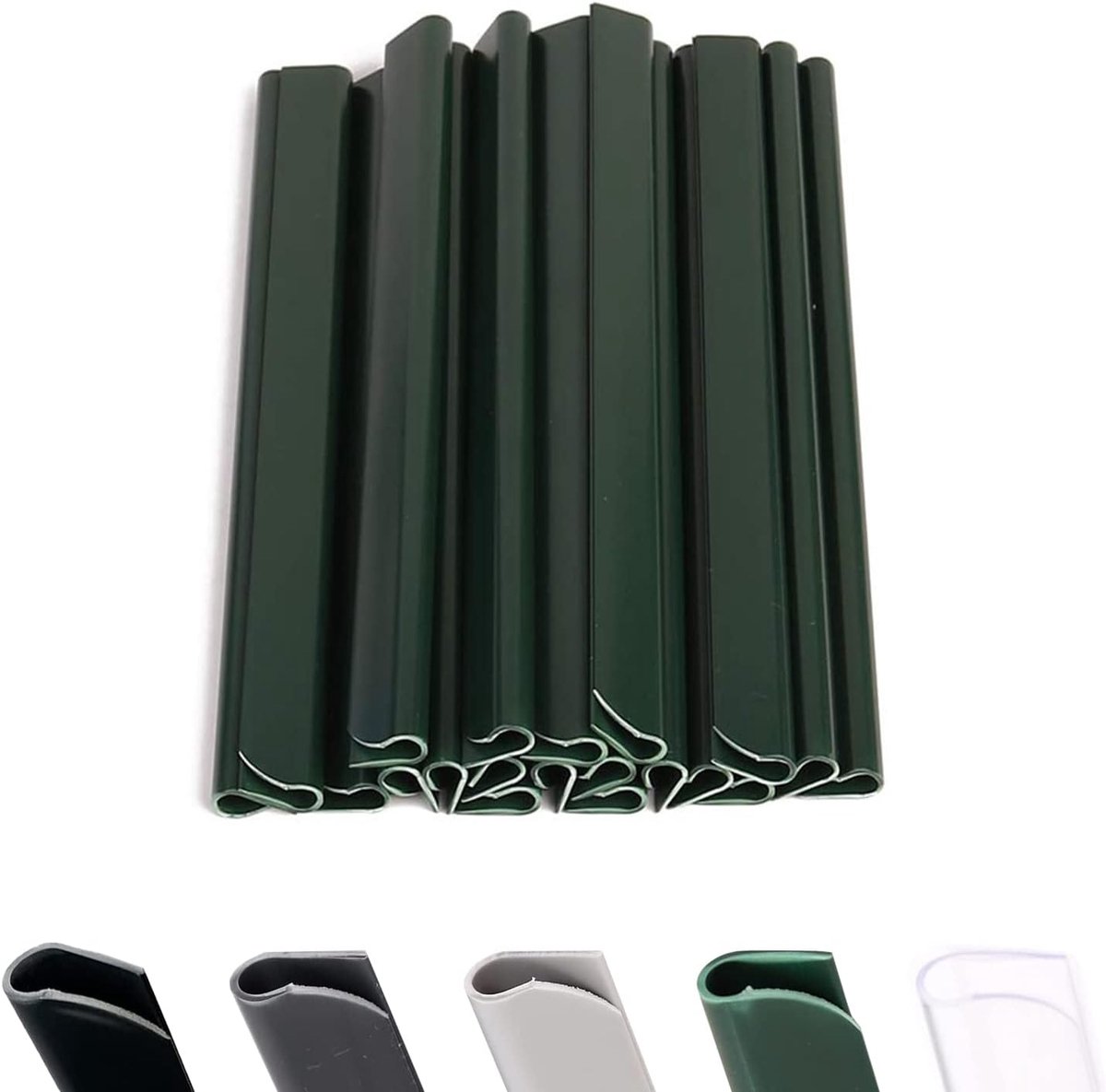 50 stuks bevestigingsclips, klemrails voor pvc-privacyfolie, privacyfolie, bevestigingsclips, klemstrips voor bevestiging voor tuin, hek, 50 stuks, groen