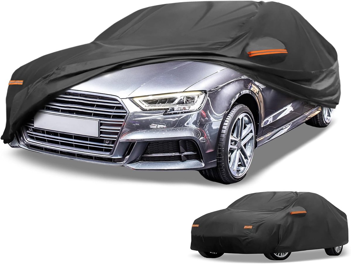 autohoes voor alle weersomstandigheden, UV-bestendig, volledige buitenbescherming voor Audi A3 Sedan 2013-2024, 190T-PU, zwart met ritssluiting aan de rechterkant