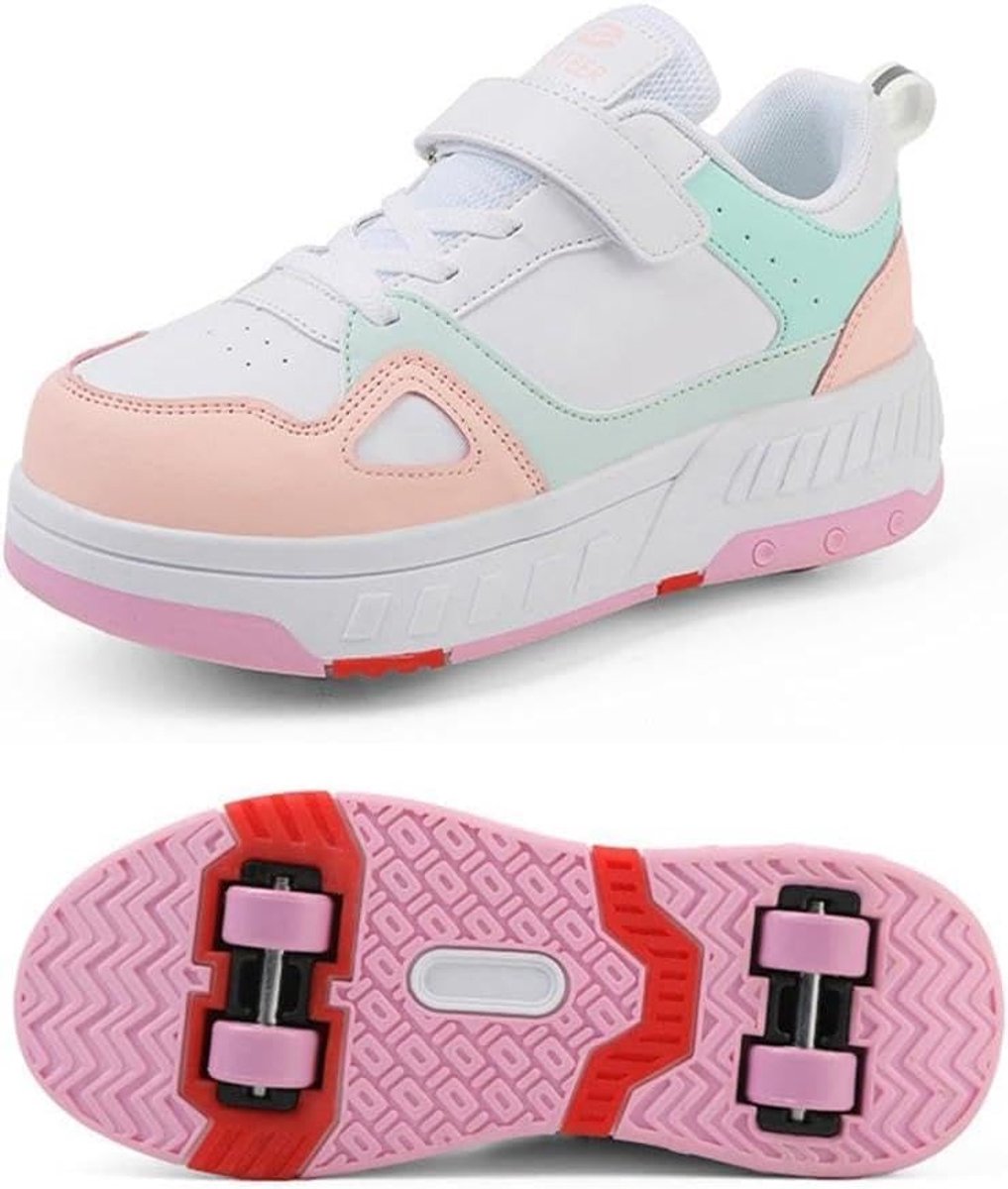 Schoenen met wieltjes, intrekbare technische skateboardschoenen, sportschoenen, kinderen, rolschaatsen, outdoor, gymschoenen, jongens en meisjes, 4 rolschaatsen