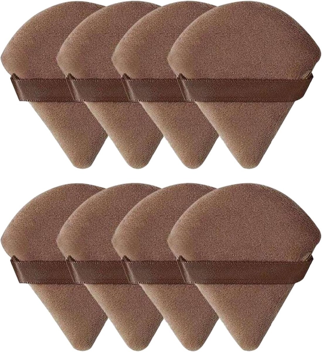 8 stuks driehoekige make-up-poederkwasten, gezichtssponzen, poederpads, natte en droge cosmetica, poederkwasten, zachte pluche poederspons, wasbaar, herbruikbare spons voor losse poederfoundation