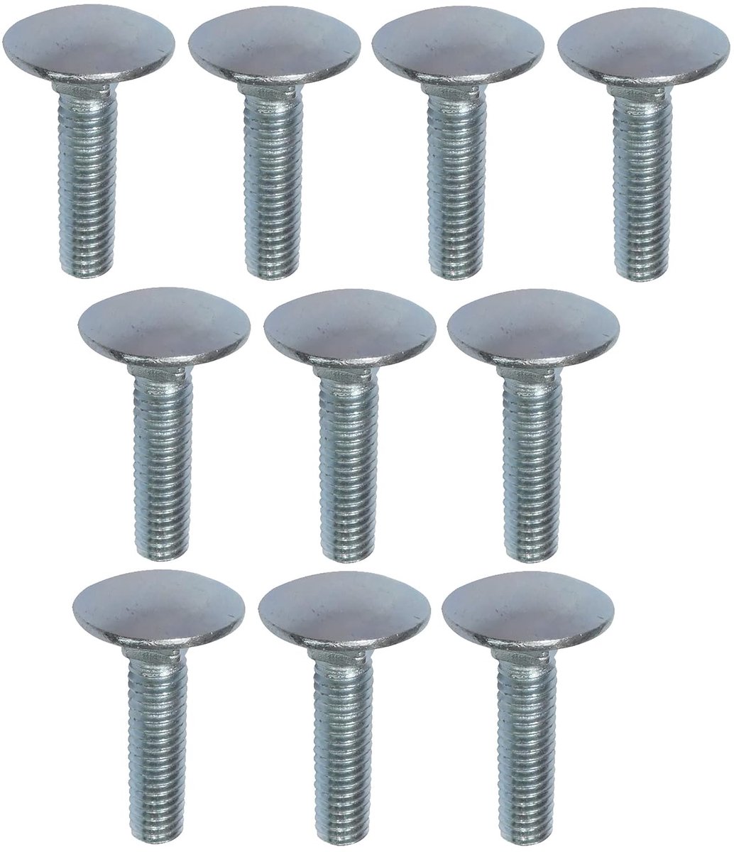- C48982 - Set van 10 slee schroeven / ronde kop ploeg met vierkante kraag - M6x25mm - van verzinkt staal - DIN 603