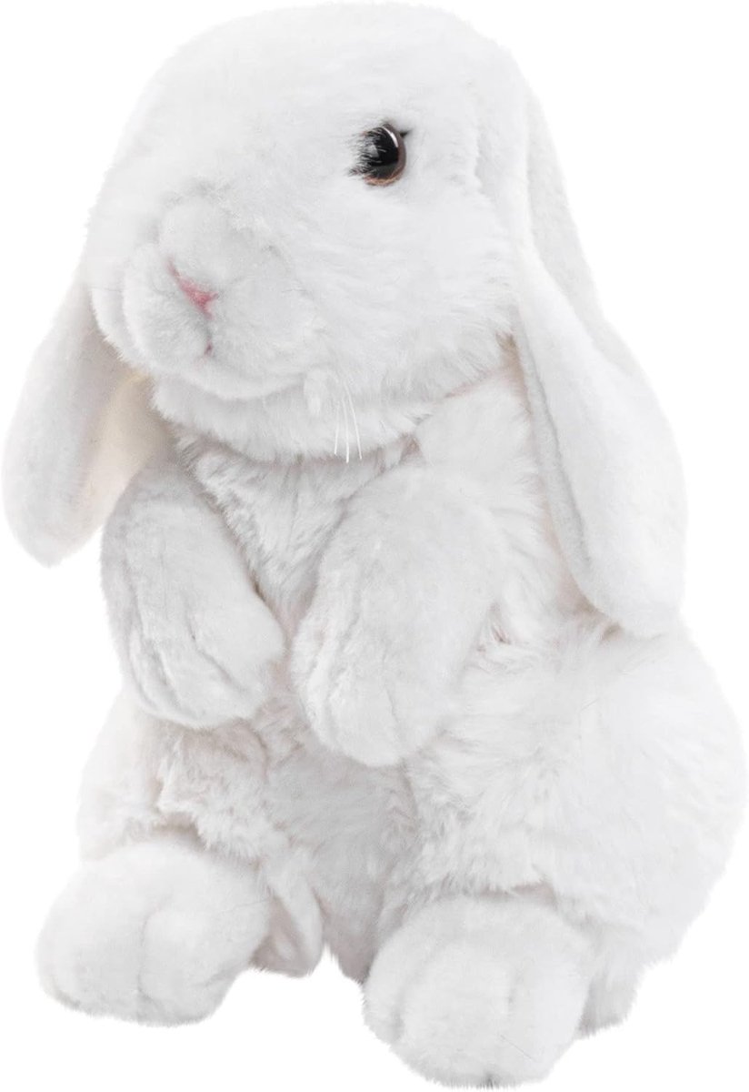 - Ram konijn wit - 19 cm (hoogte) - pluche haas, konijn - pluche dier, knuffeldier