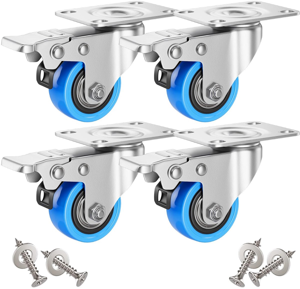 Transportwielen 50 mm - met rem - 360 graden draaibaar - tot 200 kg belastbaarheid - SnelShoppen