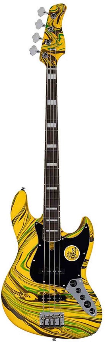 Sire V7N A4/YS Marcus Miller 4-snarige Actieve Basgitaar Matte Yellow Swirl met Elzen Body en Heritage-3 Preamp