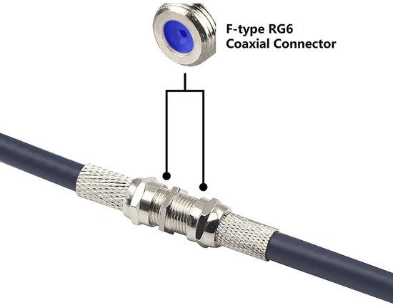 satellietkabelconnector, RG6 coaxiale bus naar bus, nikkelcoating, coaxkabelconnector voor coaxkabel, antennekabel, satellietkabel, 10 stuks — afbeelding 3