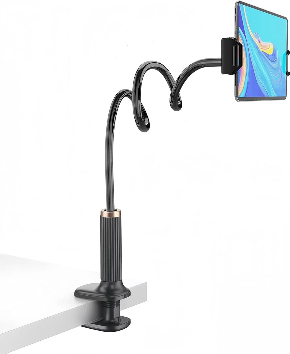 verstelbare zwanenhals – voor iPad, mobiele telefoon, Switch/Samsung Galaxy Tabs enz., totale lengte 98 cm (zwart)