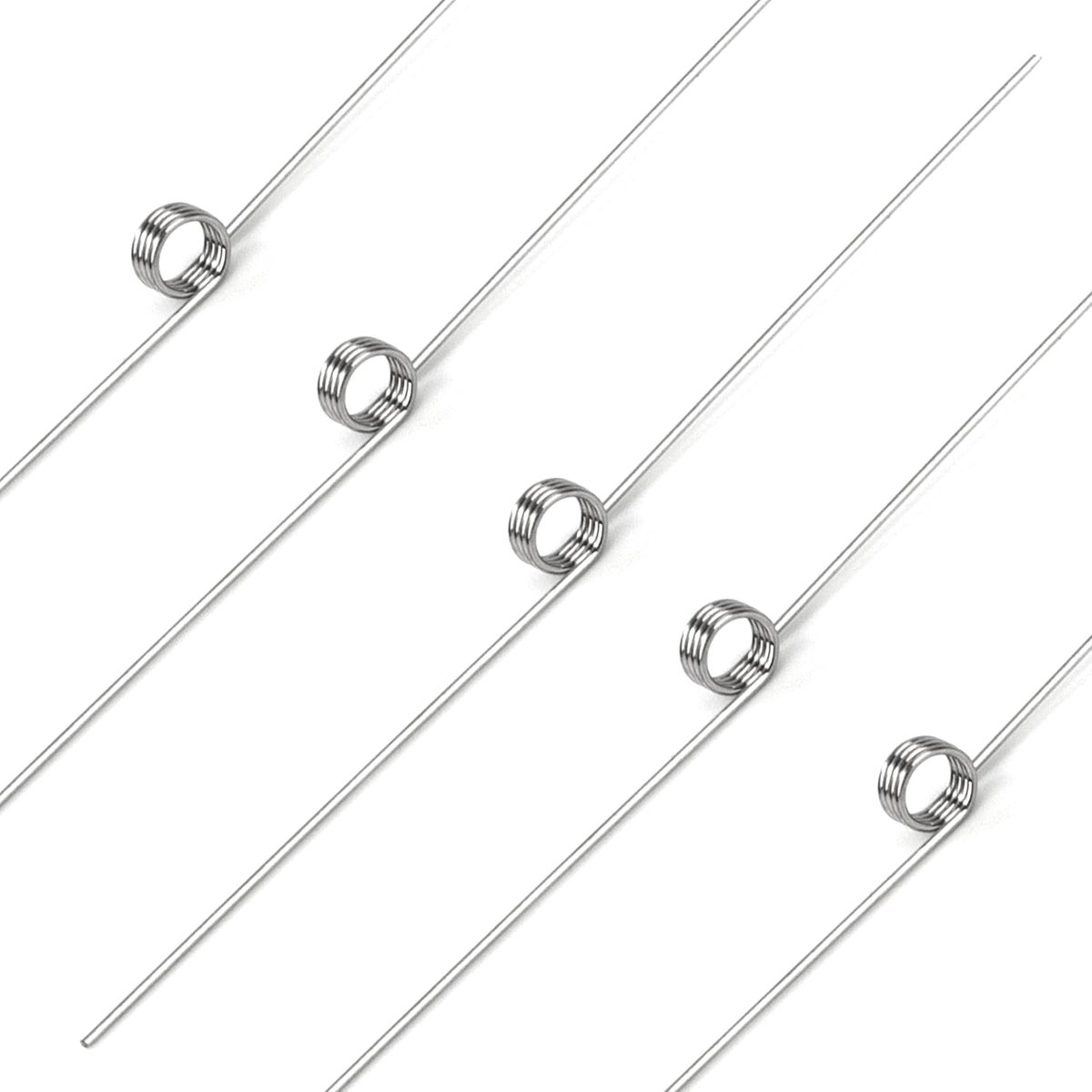 Torsieveren van roestvrij staal draaddiameter 0,3 mm binnendiameter 2 mm armlengte 20 mm hoek 180° 4 omwentelingen links 0,3 x 2 x 20 mm