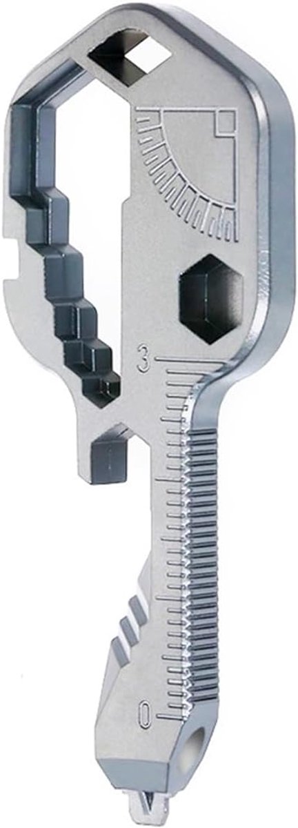 1pc 24-in-1 multi-tool sleutel roestvrij staal draagbare tool sleutelhanger - mini multi-tool sleutel voor mannen, man, vaders, werknemers - zilver
