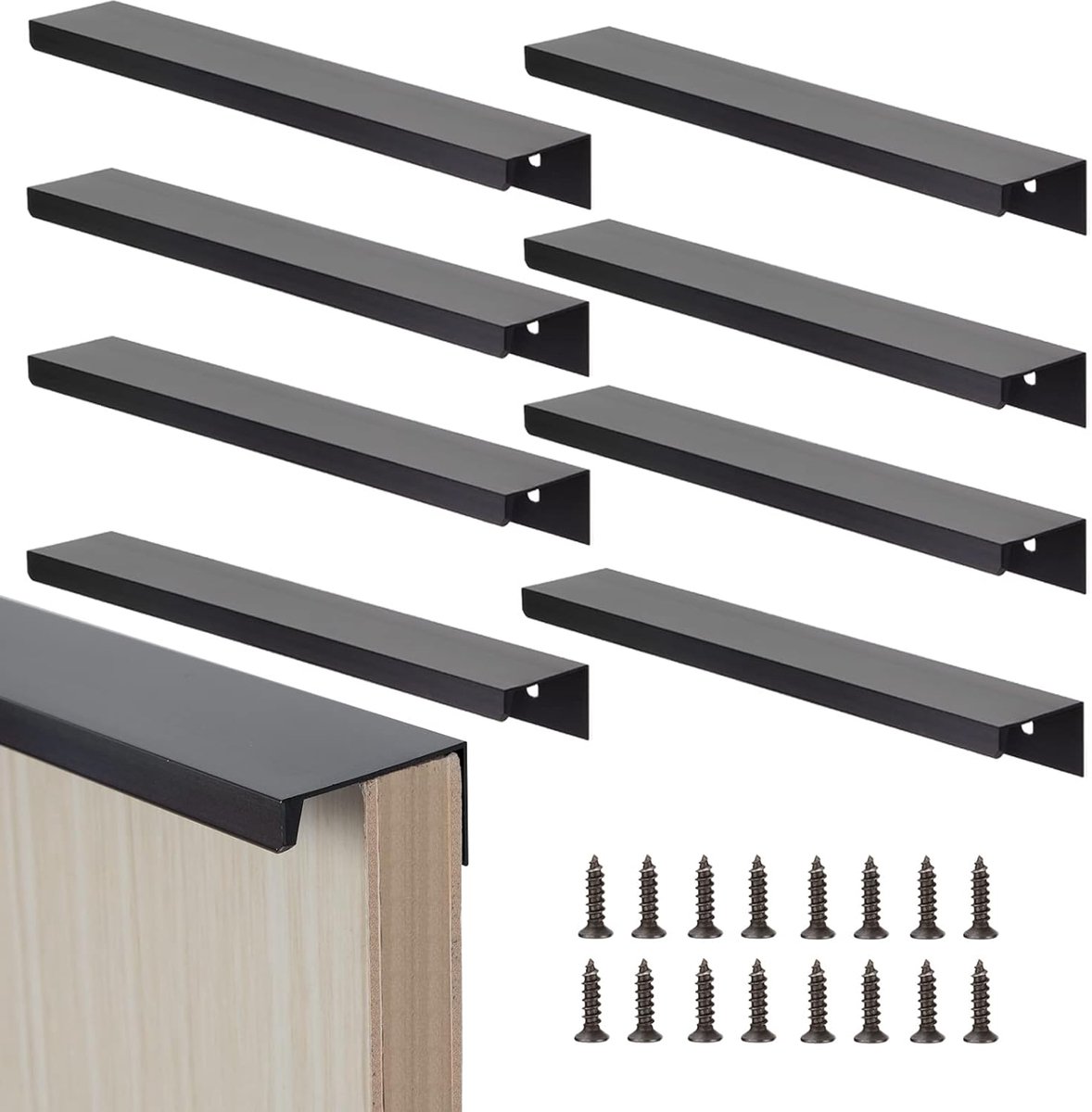 meubelgrepen, 200 mm, verborgen kastgrepen, keukengrepen met schroeven, voor kledingkast, deur, laden, 8 stuks