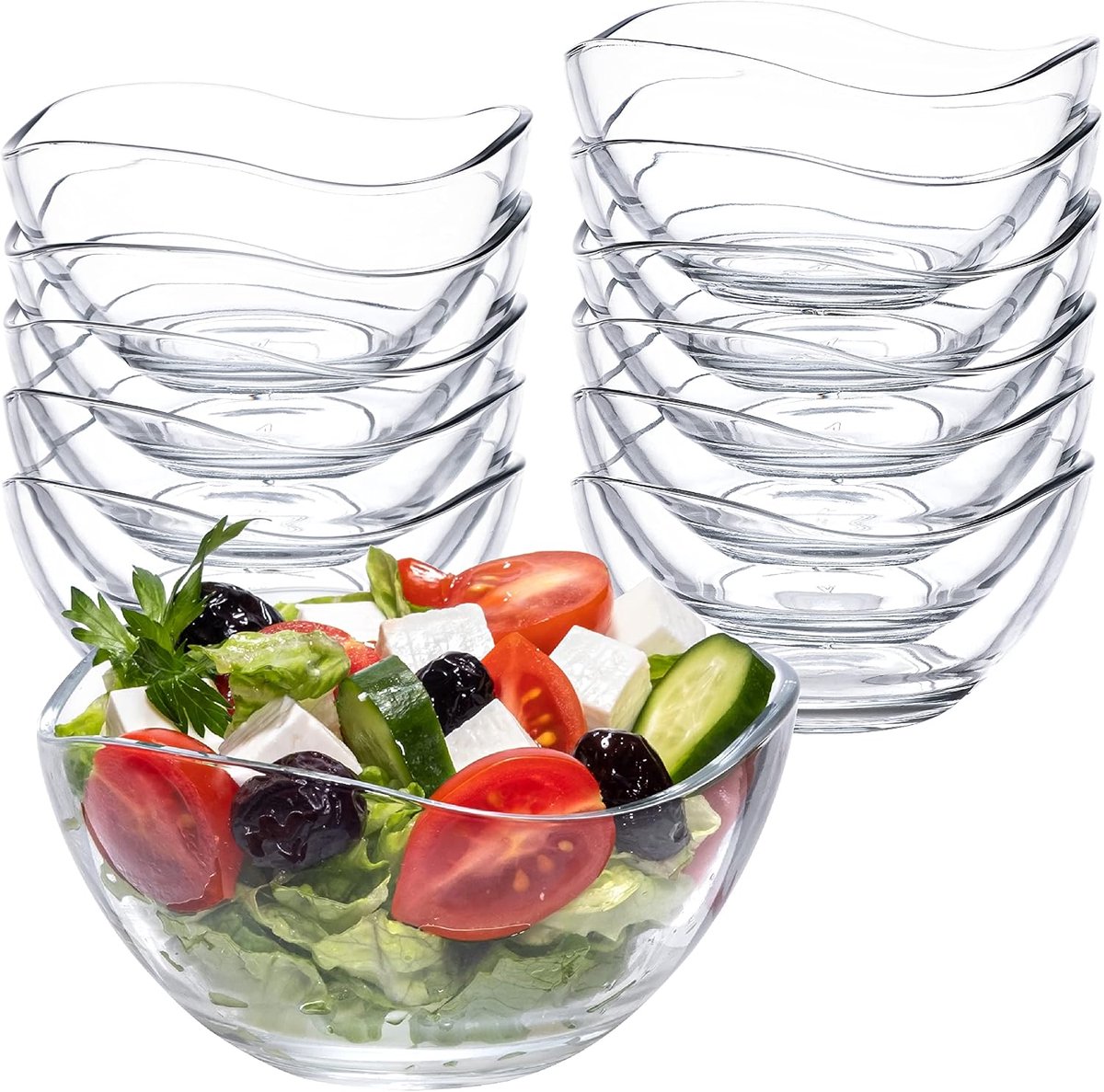 Dessertglazen Set - set van 12 stuks Müslischalen glas 215 ml glazen schaal voor snacks, muesli, salade, desserts, serveerschalen, ijs (12 stuks)