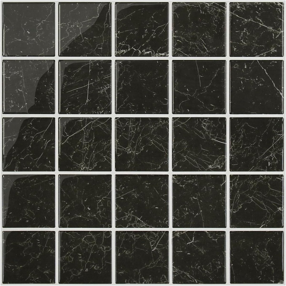 Dikke vinyl 3D zelfklevende wandtegels keuken badkamer, zwart, 10 stuks, 30,5 x 30,5 cm, plaktegels zelfklevend plakkende achterwand, metro wandtegelstickers