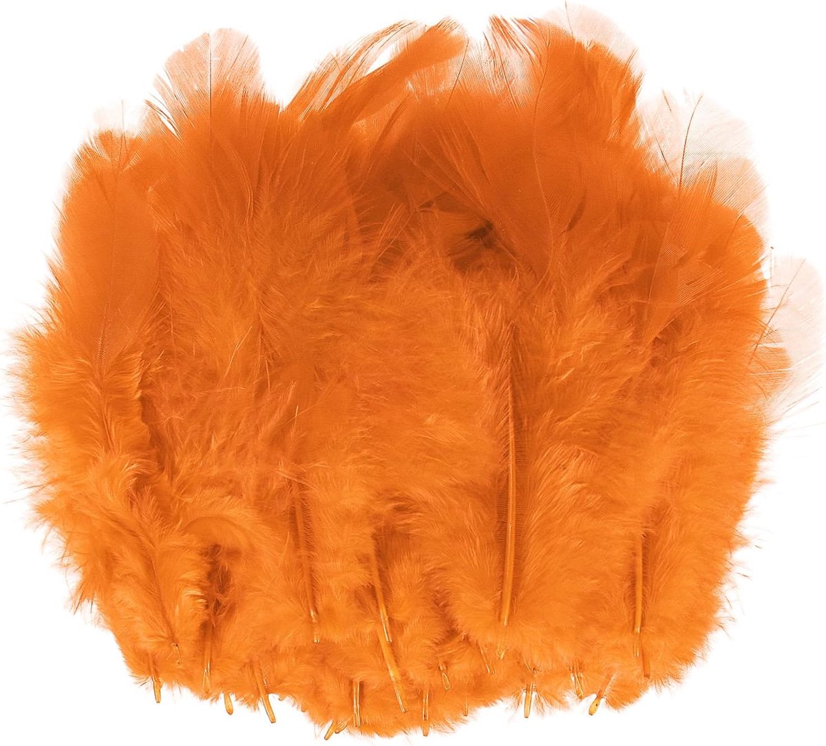 METERXITY Set van 100 haanveer, 4 - 8 cm, bulk, natuurlijke pluizige veren voor knutselen, bruiloft, dromenvanger, doe-het-zelf handwerk, decoraties [oranje]