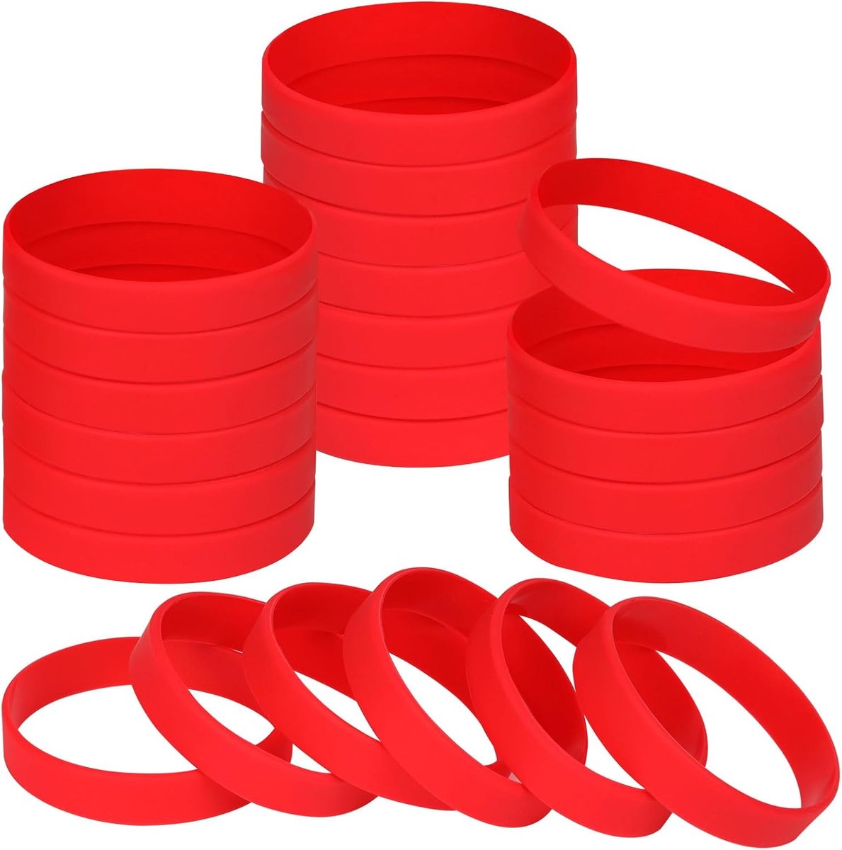 polsbandjes Blank Rubber Armbanden voor Volwassen Kid Tiener, 24 stks Sport Party Siliconen Elastische Polsband Armband bands voor Evenementen School Leraar Supplies