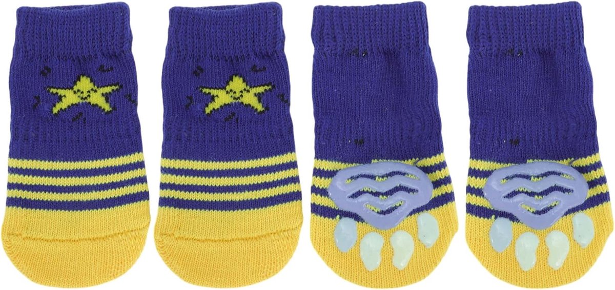 antislip, sterrenpatroon, sokken, hond, kat, huisdier, indoorsokken, pootbescherming en tractie dankzij siliconengel voor honden en katten, 1 set (4 stuks), medium