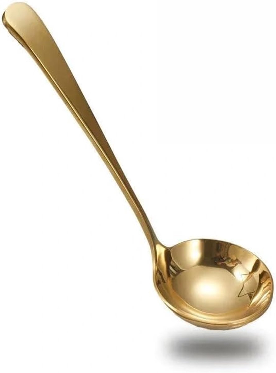soeplepel voor sauzen en soep, kleine pollepel van roestvrij staal voor bouillon, sauzen en serveren (goud)