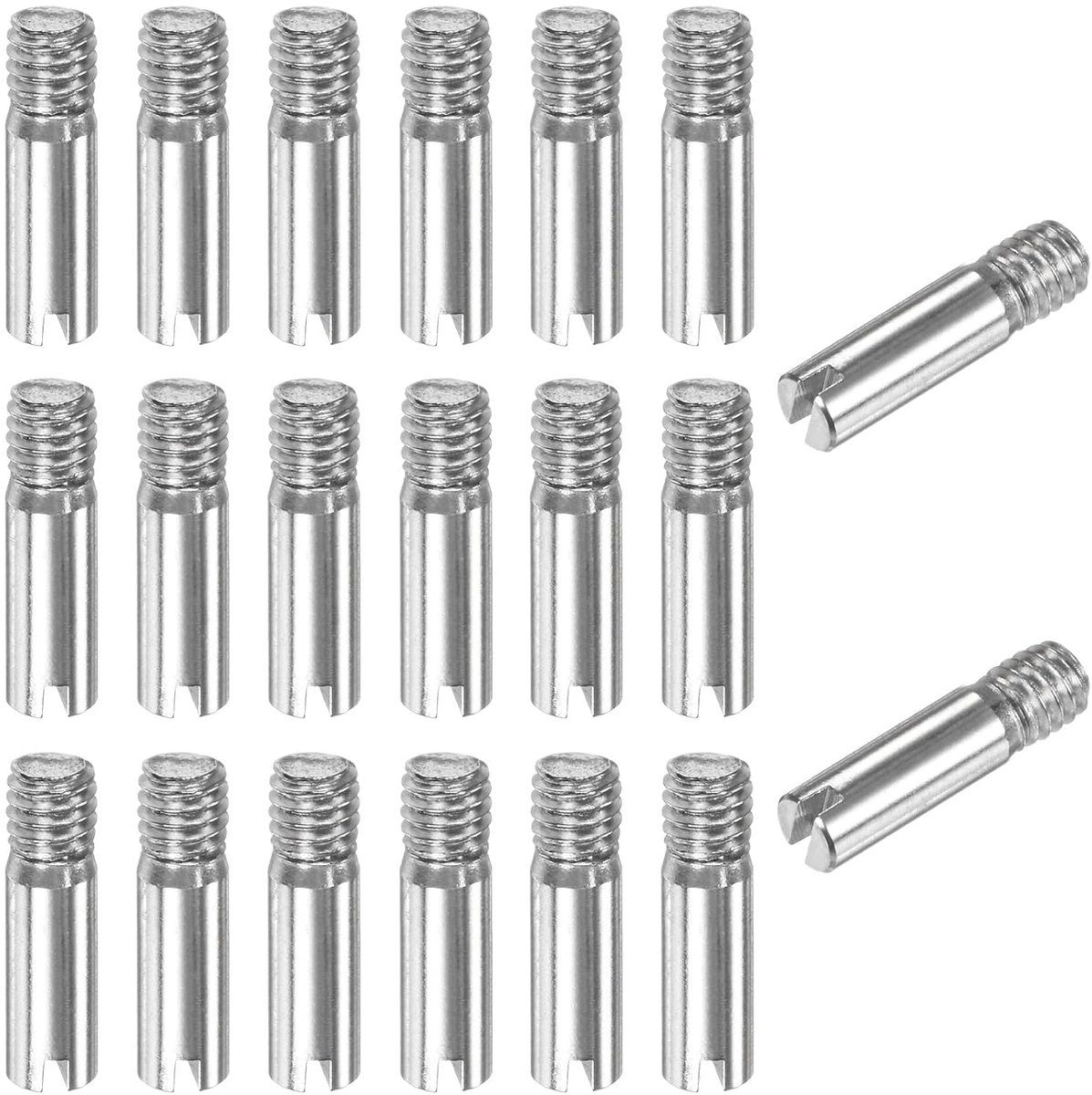 METERXITY 20 stuks 304 roestvrij stalen buitendraad cilinderstiften, Ø 4 x 14 mm, spantpennen, schroefdraadstiften, metalen stiften, bevestigingsstiften, voor meubels, knutselprojecten