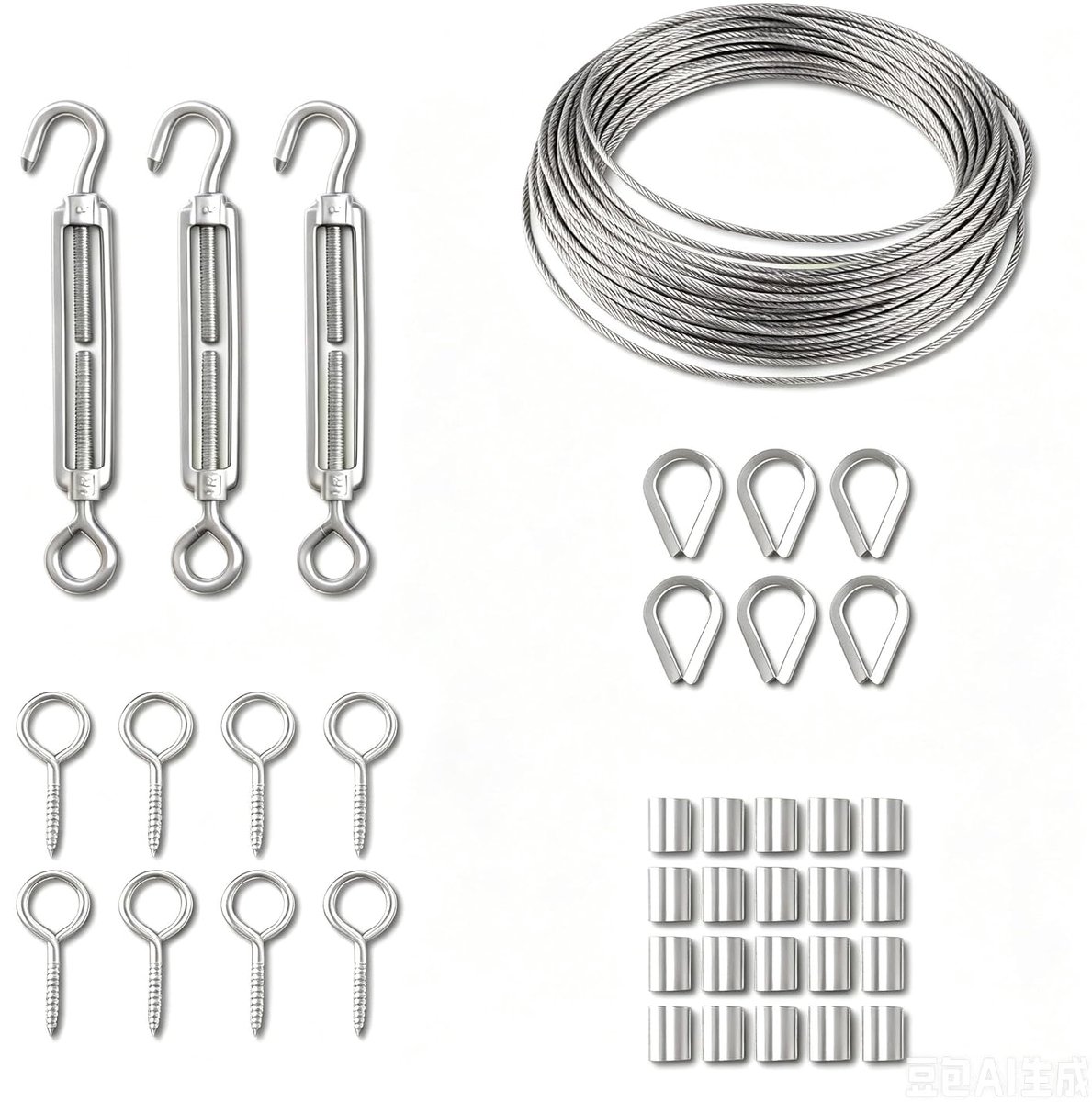 38 stuks tuindraadtouwset 304 roestvrij staal M5 turngesp tensier kabel touw duim