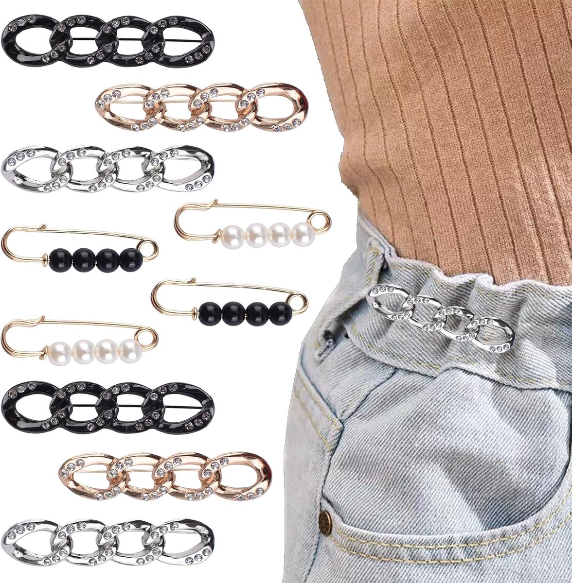 Set van 10 kettingspelden, kralenspelden, veiligheidsspelden voor trui, sjaal, jurken, cardigan, stijlvolle decoratieve accessoires