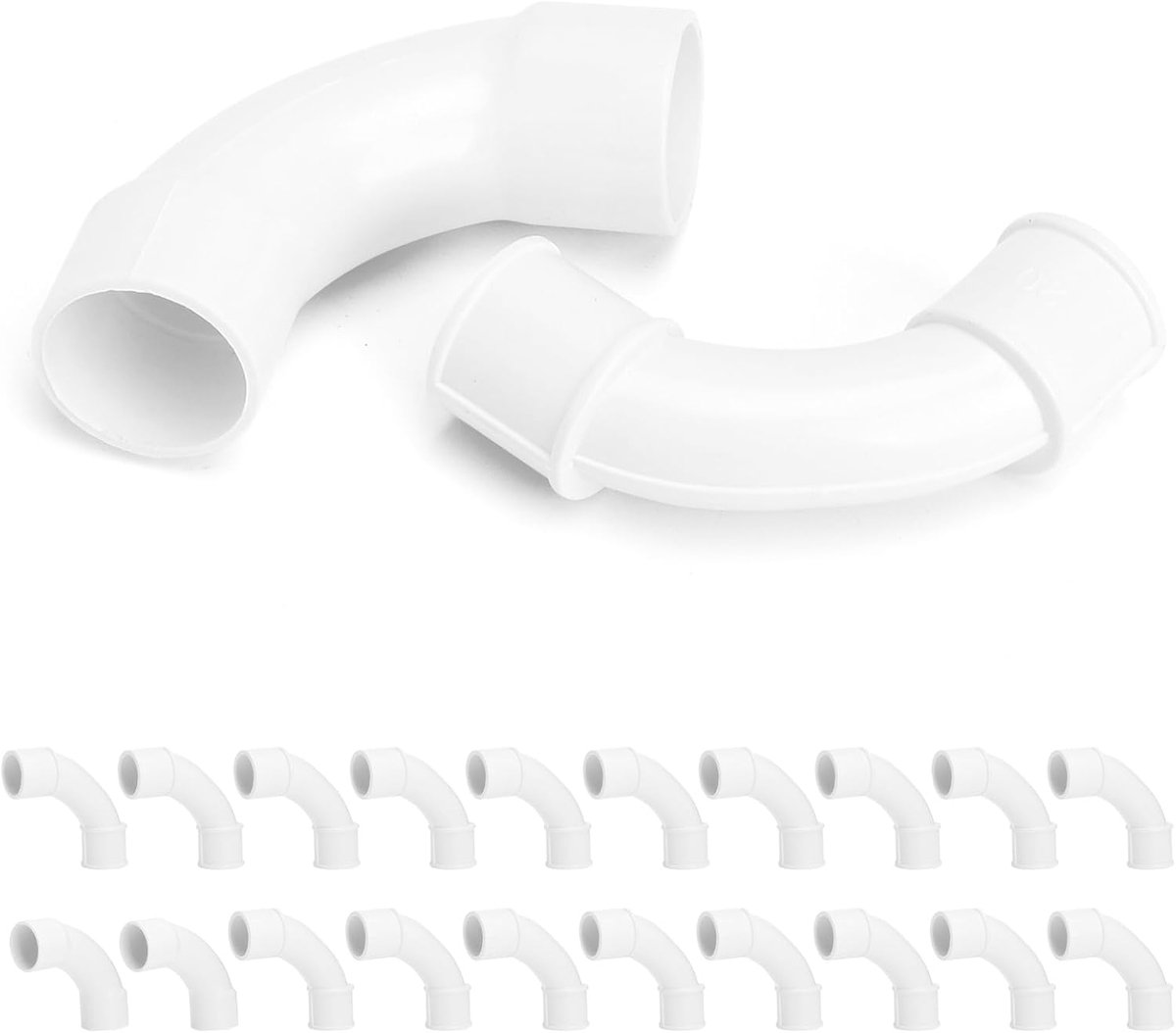 M20 & M25 PVC buisbocht, 90 graden, 20 stuks M20 en 2 stuks M25 PVC verbindingsbuizen voor elektrische installatie, kabelbuizen en lege buizen, duurzaam, corrosiebestendig