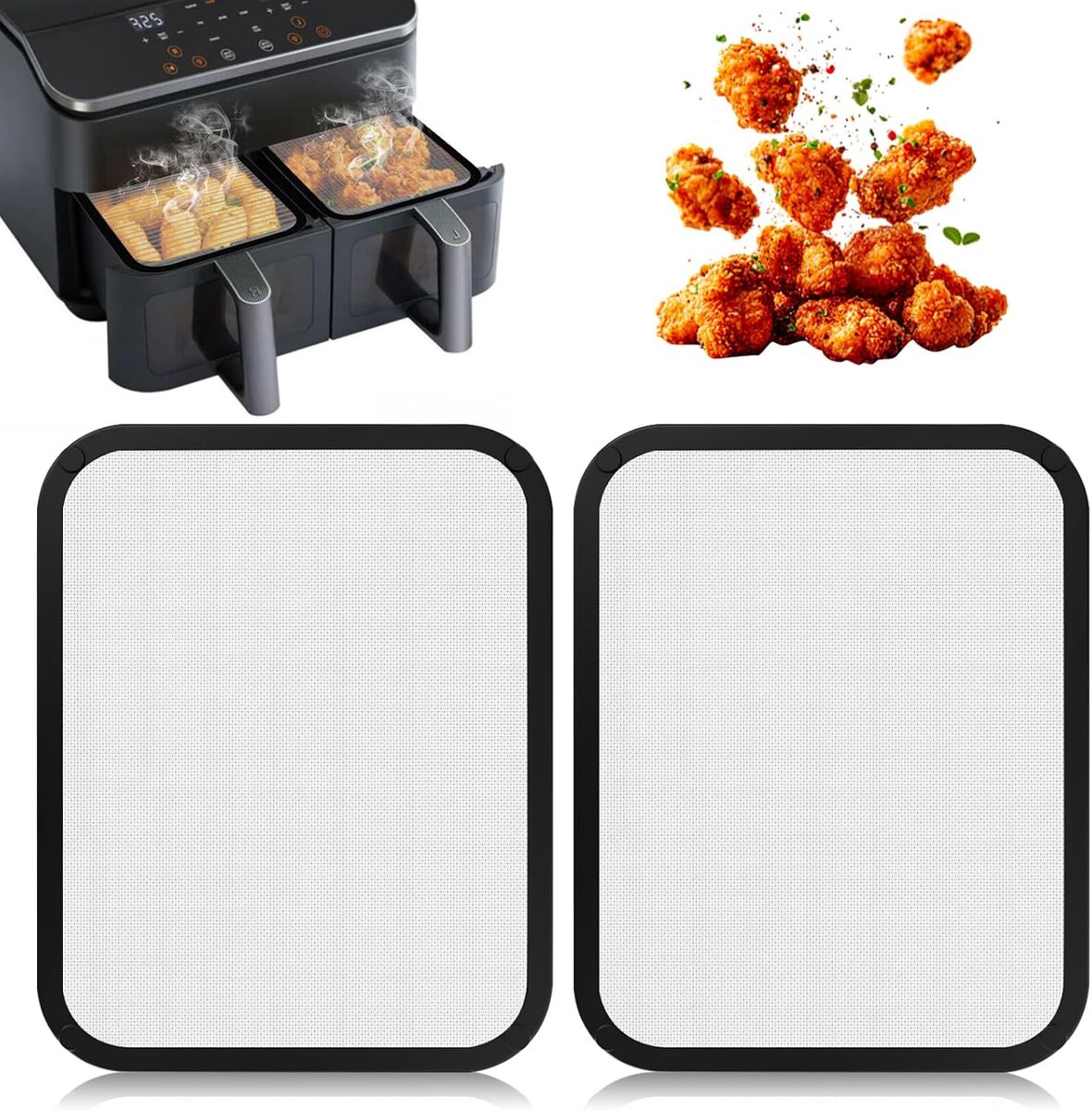 Spatbescherming voor luchtfriteuse Cosori 8,5 l/10 l, 2 stuks spatbeschermaccessoires met magnetische montage, compatibel met CAF-R901-AEU en Dual Blaze Twinfry, eenvoudige installatie en