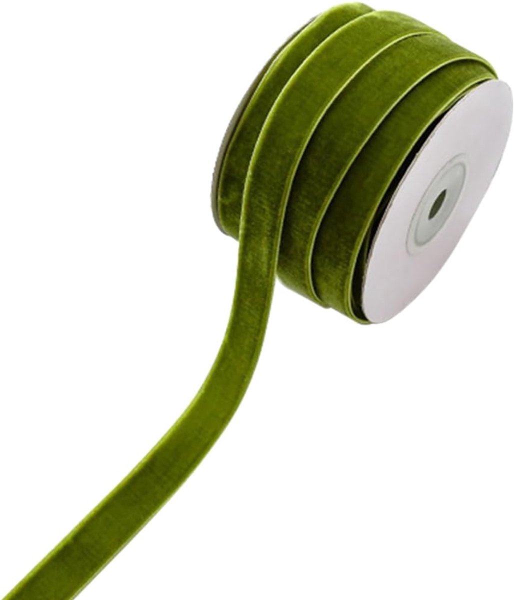 10M 15mm Groen Fluwelen Lint Vintage Dunne Kerst Enkele Gezicht Valentines Garland Krans Bruiloft Diverse Trimmen Linten Voor Naaien Maken Gift Wrapping Party Decors