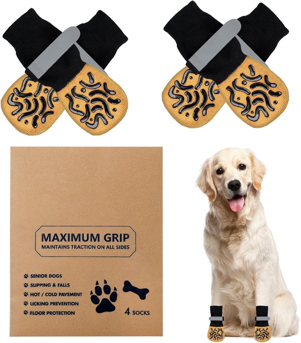 poten stoppen met likken, 2 paar antislip honden- en kattenpootbeschermers met verstelbare bandjes, reflecterende hondenschoenen voor gewonde poten, hardhouten vloeren, binnen