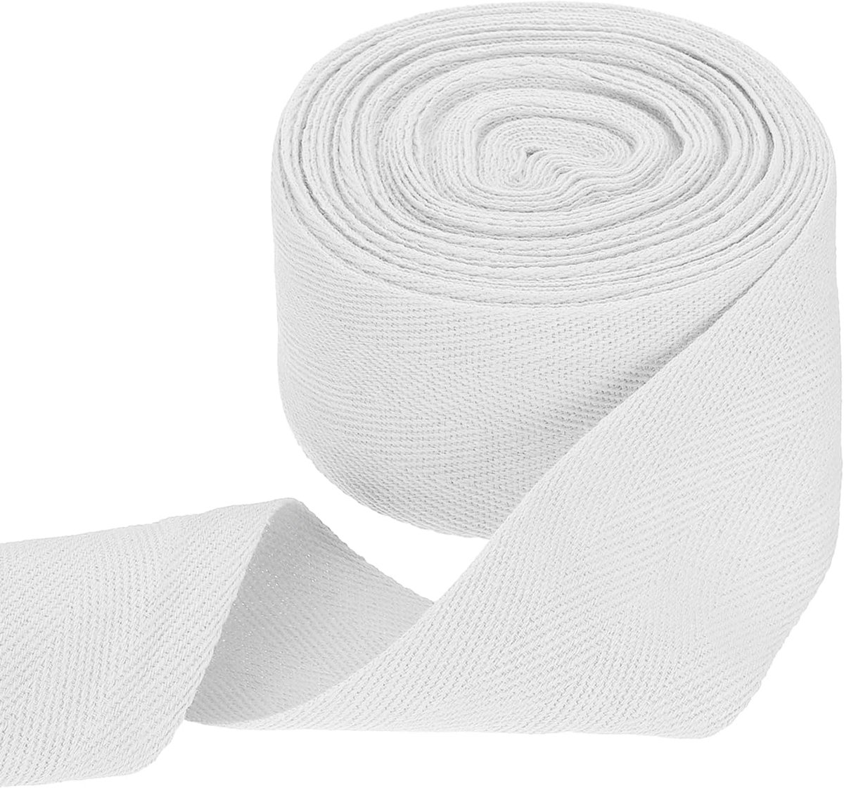 Katoenen lint visgraatpatroon 50 mm x 10 meter katoenen lint rolband om te knutselen naaien geschenkverpakking wit