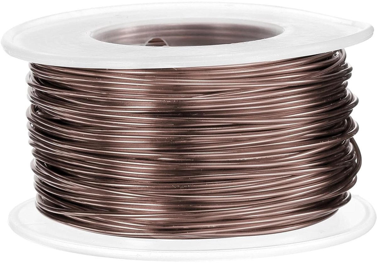 Draad, 18 gauge aluminiumdraad, 1,0 mm x 30 m (d x l), flexibele buigzame aluminiumdraad, metaal, sieradendraad, bloemendraad voor sieraden, modelleren, knutselen, doe-het-zelf, bruin