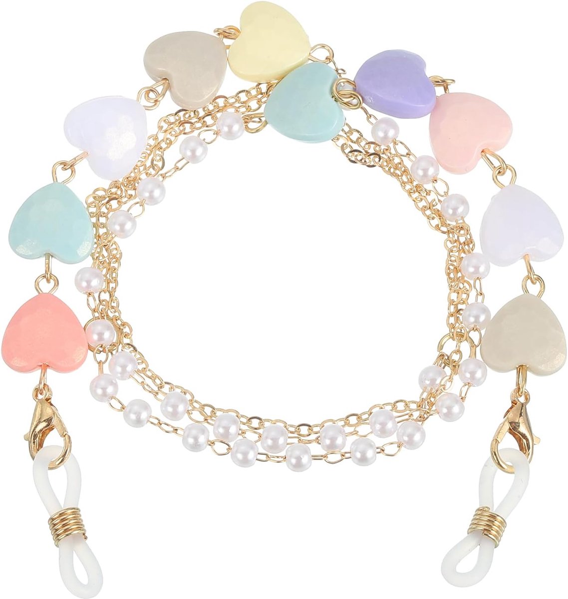 Parelbrilketting voor dames, parelbrilband, brilhouder, ketting om de hals, zonnebrilhouder, brilbanden voor bril, zonnebril, masker, vrouwen