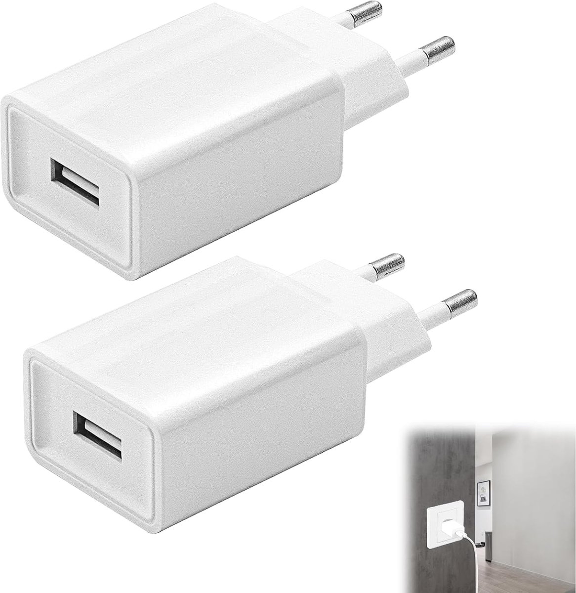 5 V 2 A, 2 stuks USB-oplaadadapter, USB C-stekker, compatibel met e-booklezer, speelgoed, hoofdtelefoon, led-verlichting, monitoring, mobiele telefoons