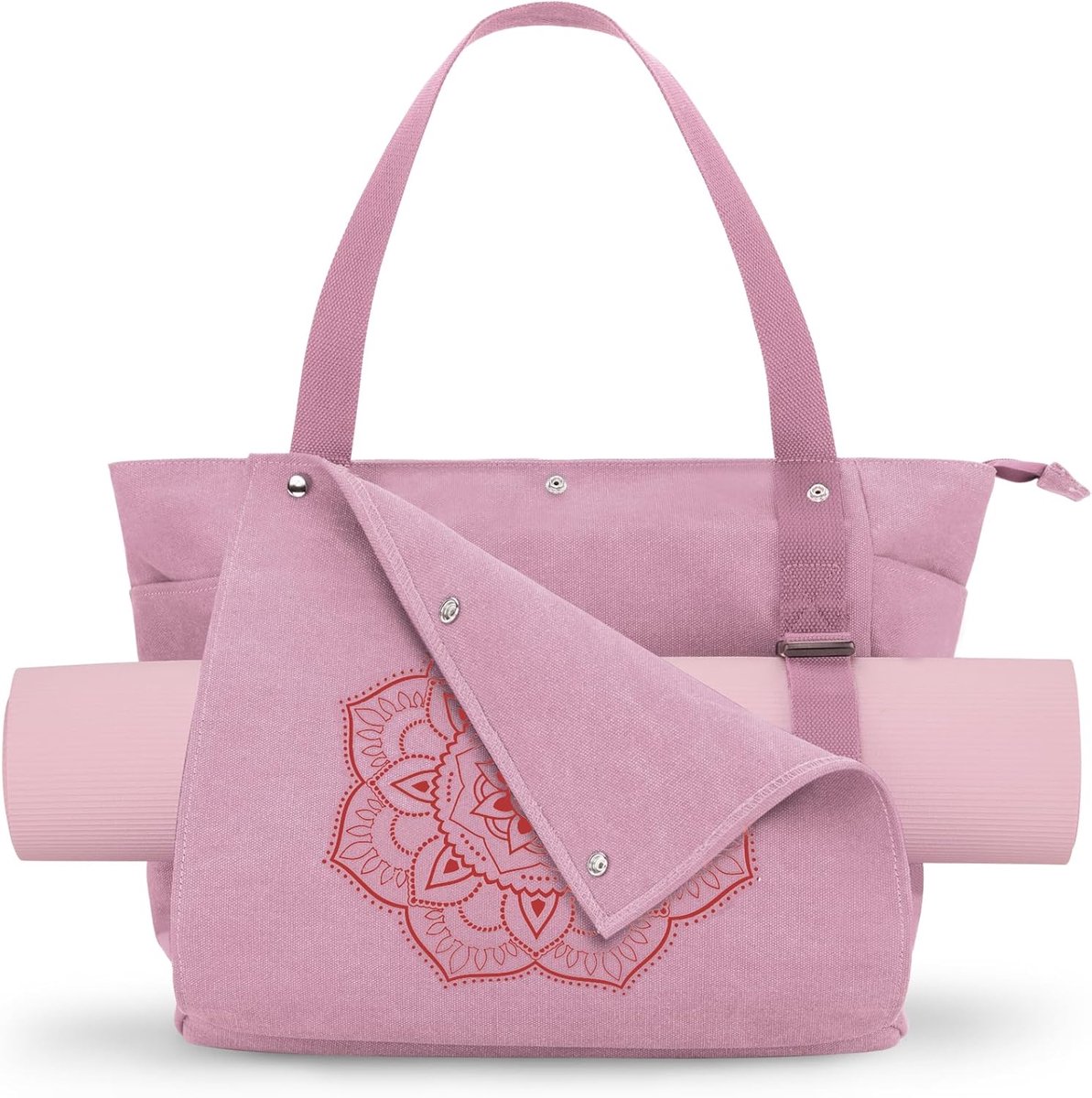 Yogamat Tas, Sporttas Draagtas met Meerdere Zakken voor Vrouwen en Mannen, Canvas Yogamat Drager – Eenvoudig Yogamat In- en Uitnemen voor Pilates, Reizen, Training, Kantoor
