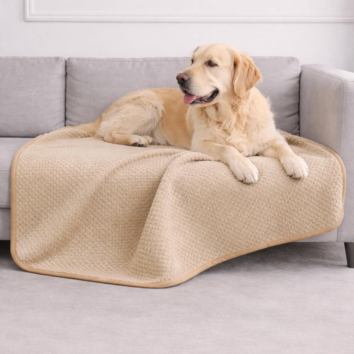 Waterdichte Hondendeken - Auto, Bed, Bank, Hondendeken 100x120cm - Omkeerbaar & Machinewasbaar Fleece Hondendeken - Beige