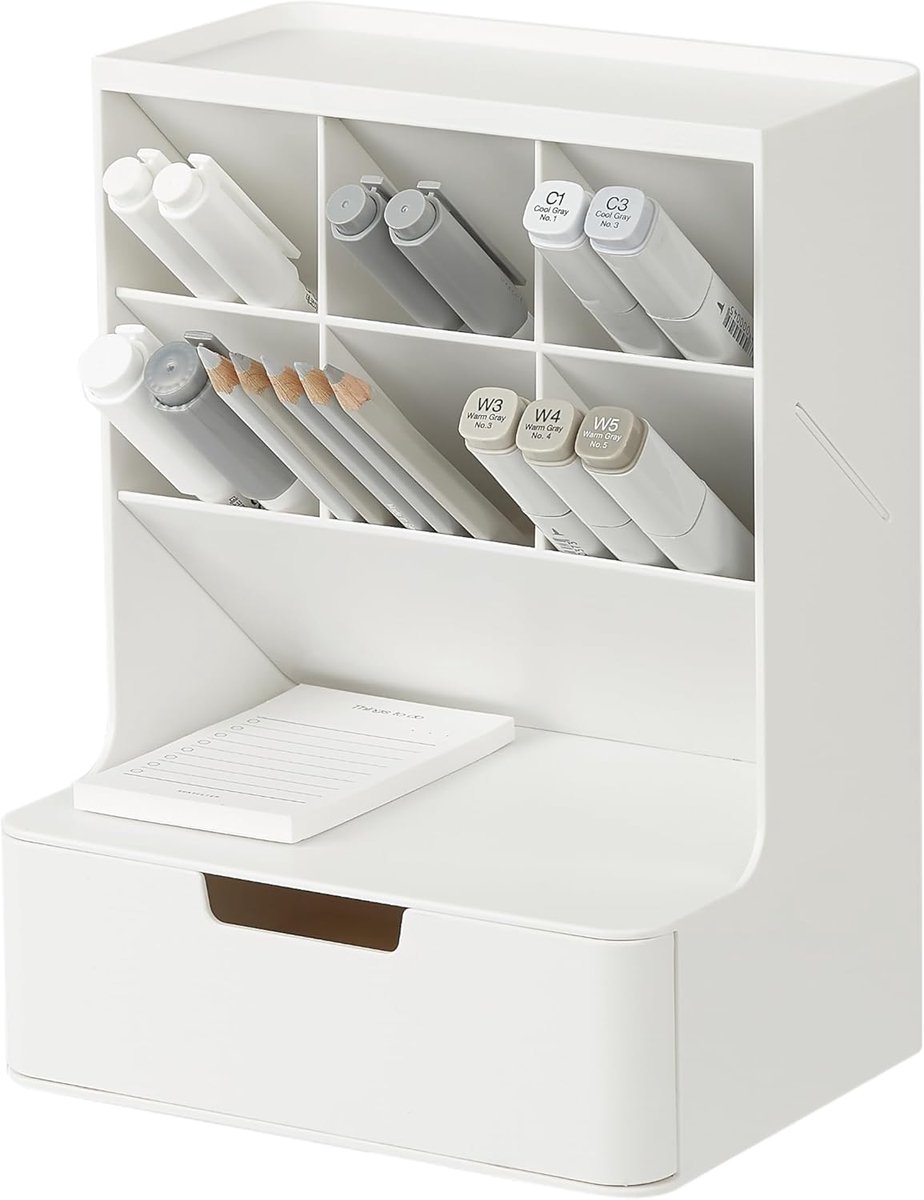 GINKGO Hive Desk Organizer – Verticaal 6-vaks, volledige lade opbergruimte – ruimtebesparende pennenhouder, schrijfwaren opbergruimte – organizer voor kantoor, schoolbenodigdheden, make-up
