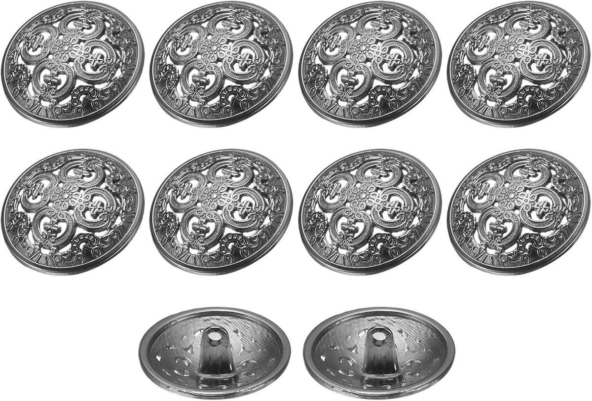 10 stuks 40L metalen ronde holle naaiknopen 25mm 1" zinklegering kleding handwerk reserveknop voor mannen vrouwen mantel uniform hemd pak, zwart