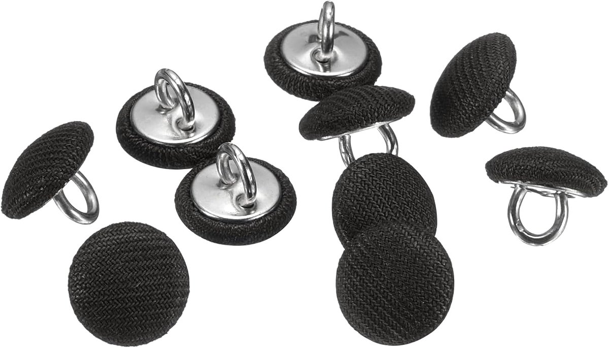 Knopen 10 mm 3/8 inch rond met metalen schacht satijn voor naaien en knutselen voor bruidsjurken, avondjurken, tops, zwart