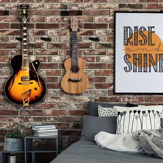 Gitaarhouder voor aan de muur, universele gitaar-wandhouder voor akoestische gitaar, klassieke gitaar, bas, elektrische gitaar — afbeelding 2